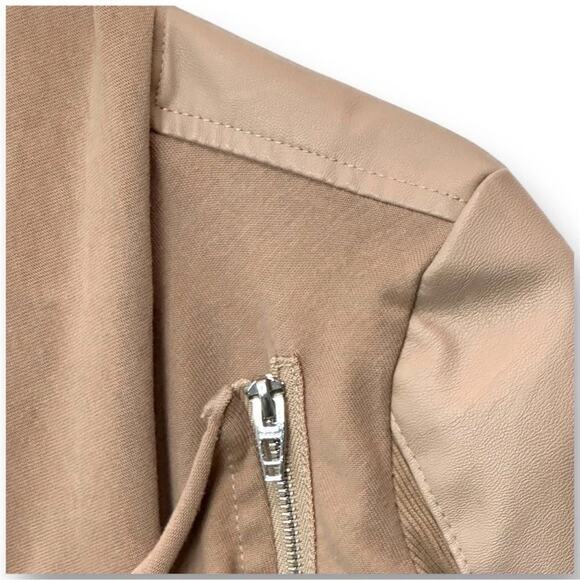 Blank NYC Womens Tan Drape Moto Jacket Asymmetrical Zip Biker Size SMALL - Picture 5 of 10